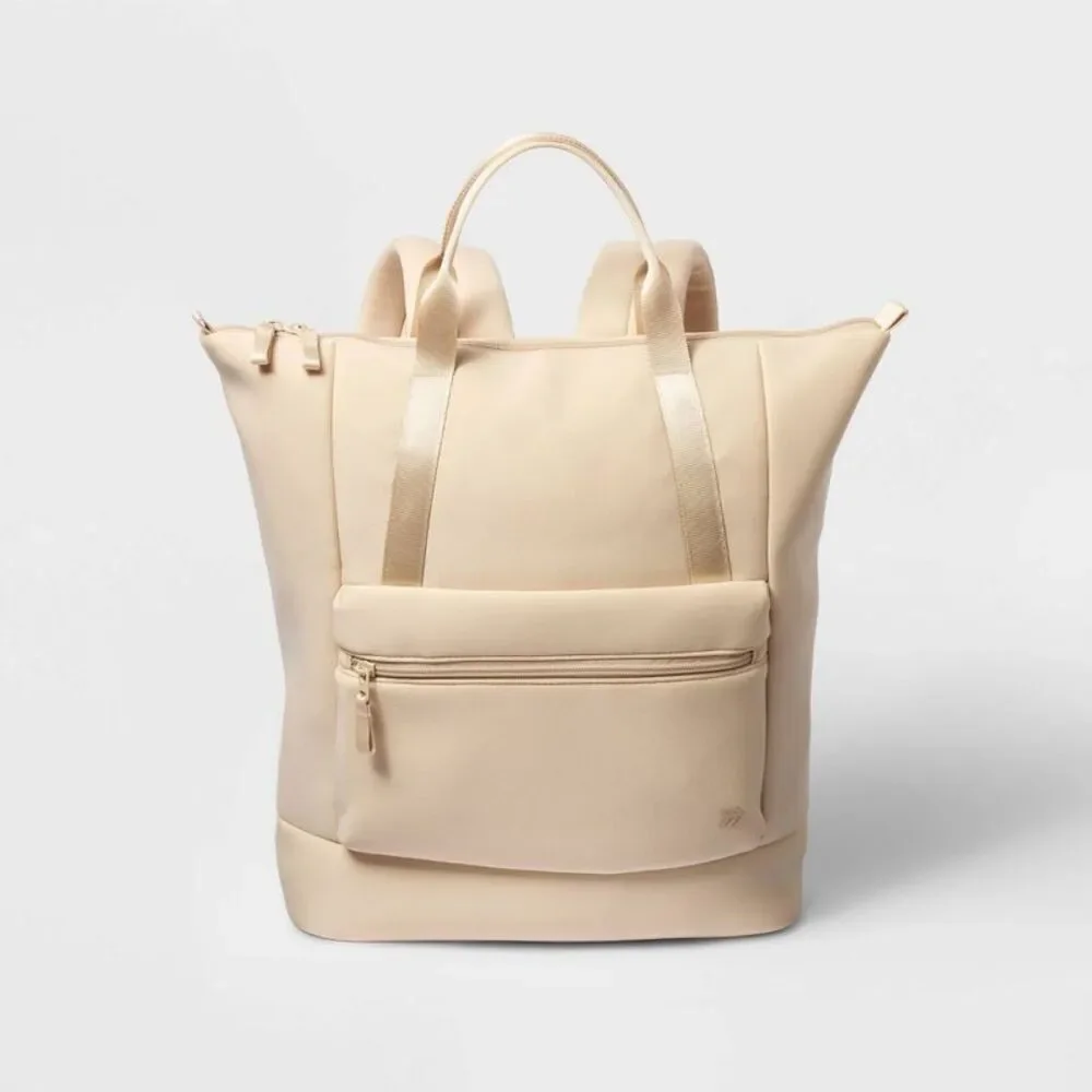 Open Box - All In Motion - Faux Neoprene Tote Backpack - All In Mo Cream